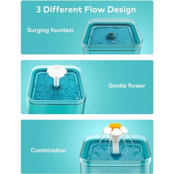 Cat Water Fountain, Ultra Silent Cat Fountain 2L/67oz, with LED Light - Picture 5 of 6